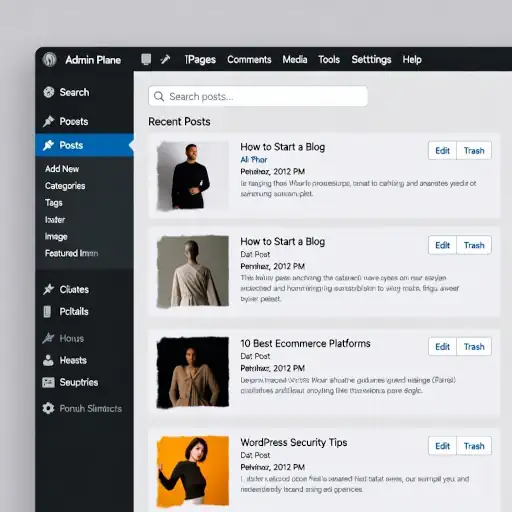 Admin panel or website editor interface